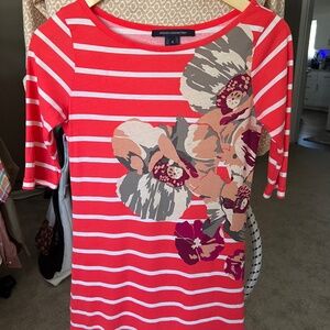 French Connection DRESS striped/floral mini T shirt dress size 4